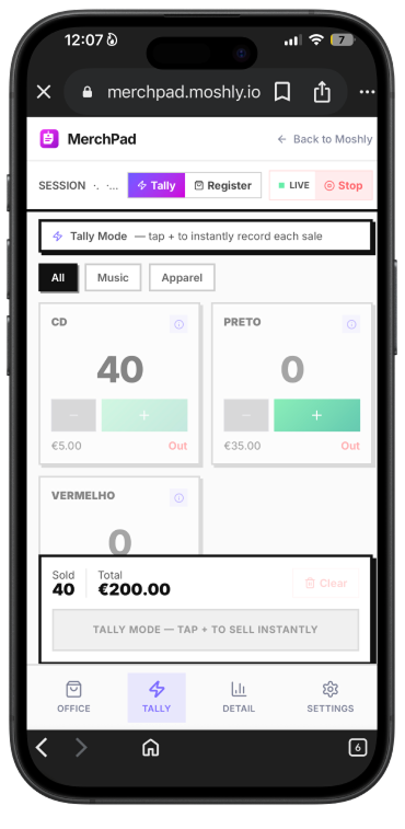 MerchPad App Mockup
